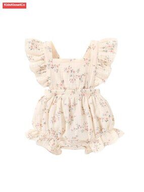 Newborn Baby Girl Summer Romper Sleeveless Floral One Piece Cotton Blend